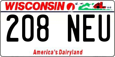 WI license plate 208NEU