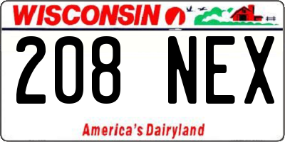 WI license plate 208NEX