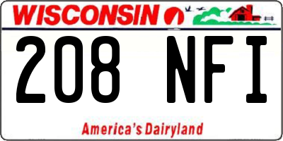 WI license plate 208NFI