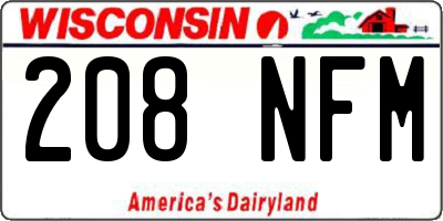 WI license plate 208NFM