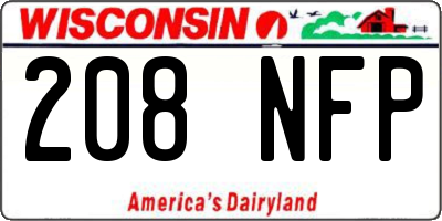 WI license plate 208NFP