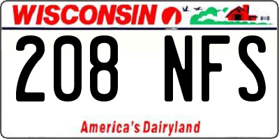 WI license plate 208NFS