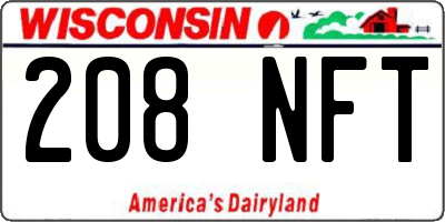 WI license plate 208NFT