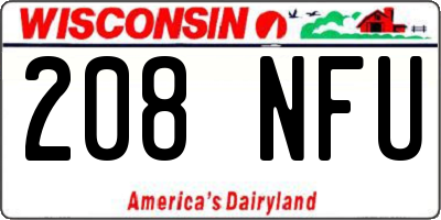 WI license plate 208NFU
