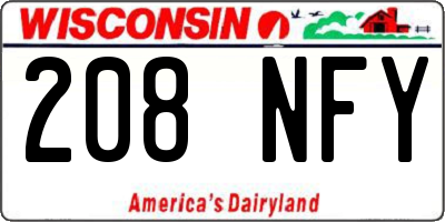 WI license plate 208NFY