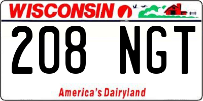 WI license plate 208NGT
