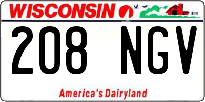 WI license plate 208NGV