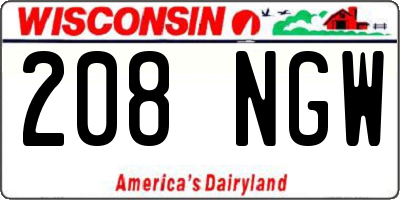 WI license plate 208NGW