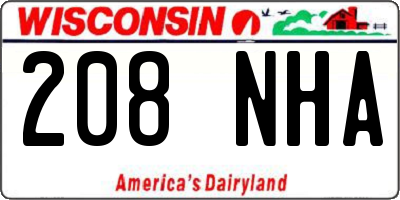 WI license plate 208NHA