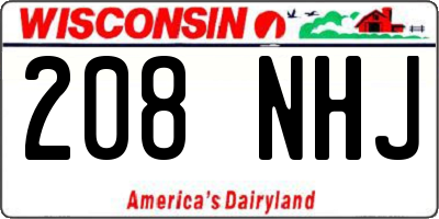 WI license plate 208NHJ