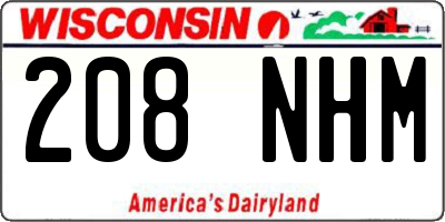 WI license plate 208NHM