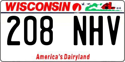 WI license plate 208NHV