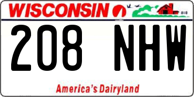 WI license plate 208NHW