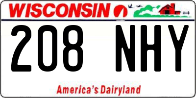 WI license plate 208NHY