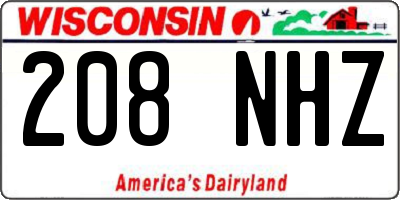 WI license plate 208NHZ