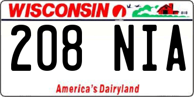 WI license plate 208NIA
