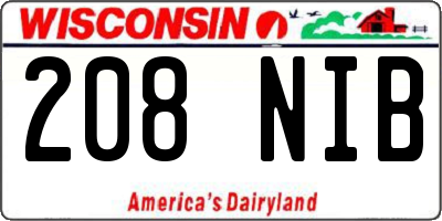 WI license plate 208NIB