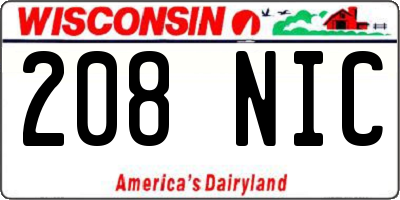 WI license plate 208NIC
