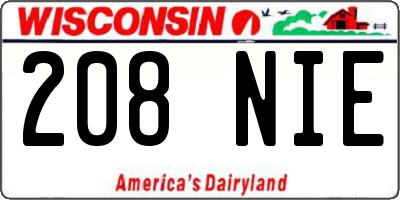 WI license plate 208NIE