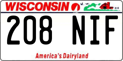WI license plate 208NIF