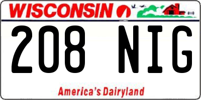 WI license plate 208NIG
