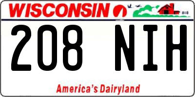 WI license plate 208NIH