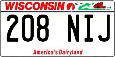 WI license plate 208NIJ