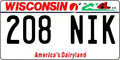 WI license plate 208NIK