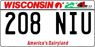 WI license plate 208NIU