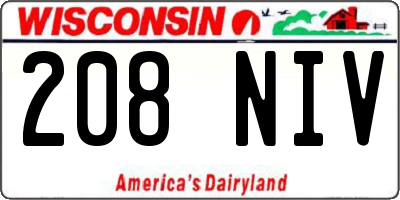 WI license plate 208NIV