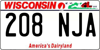 WI license plate 208NJA