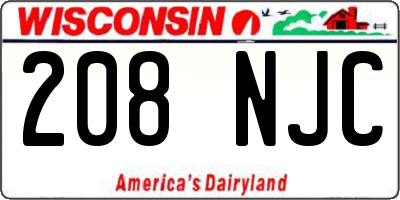 WI license plate 208NJC