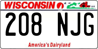 WI license plate 208NJG