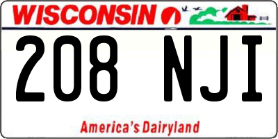 WI license plate 208NJI