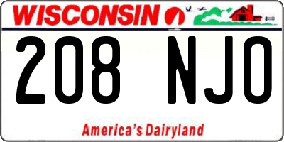 WI license plate 208NJO