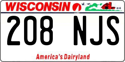 WI license plate 208NJS