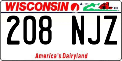 WI license plate 208NJZ