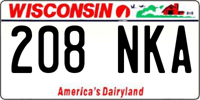 WI license plate 208NKA