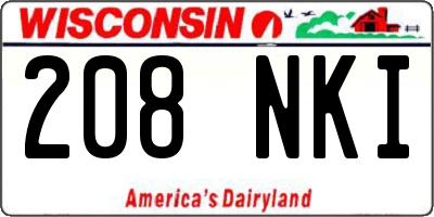 WI license plate 208NKI