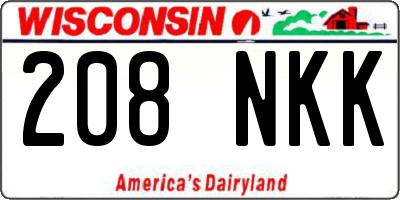 WI license plate 208NKK