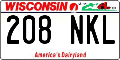WI license plate 208NKL