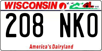 WI license plate 208NKO