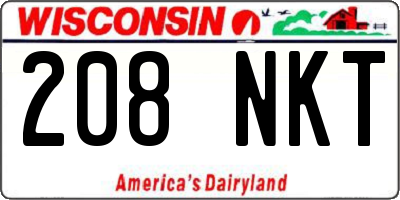 WI license plate 208NKT