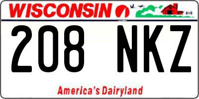 WI license plate 208NKZ