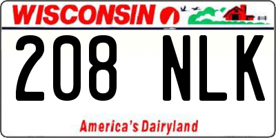 WI license plate 208NLK