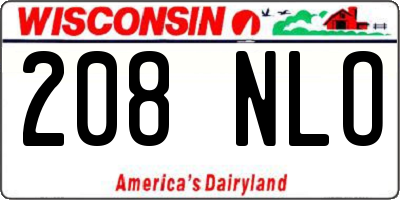 WI license plate 208NLO