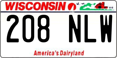 WI license plate 208NLW