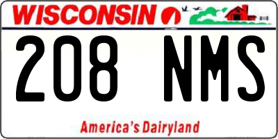 WI license plate 208NMS