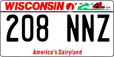 WI license plate 208NNZ