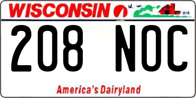 WI license plate 208NOC